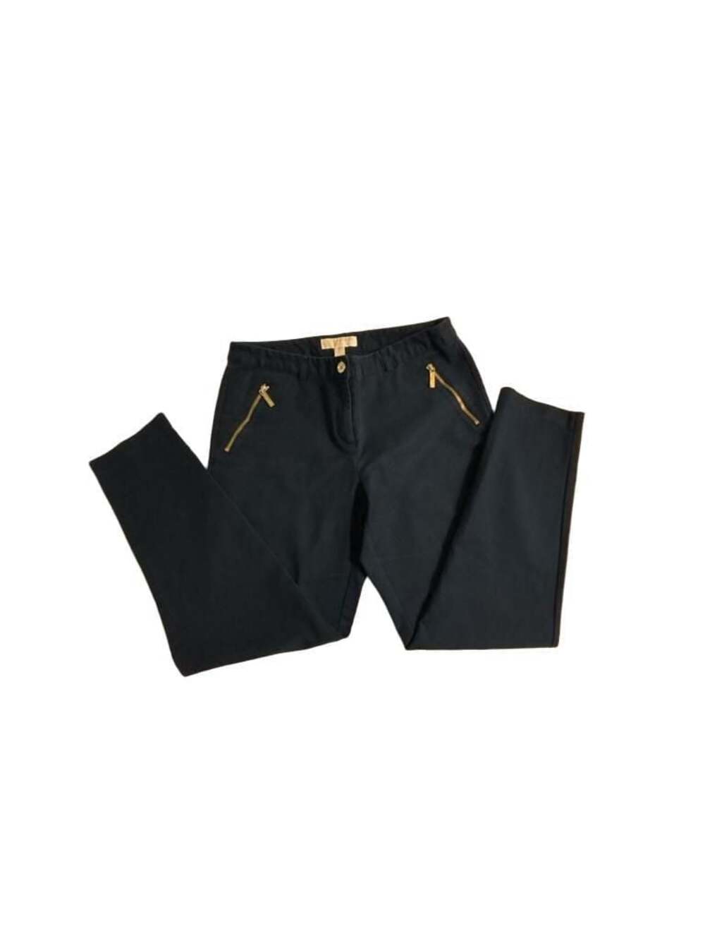Michael Kors Women's Navy Skinny Ankle Pants with Gold Zipper Pockets